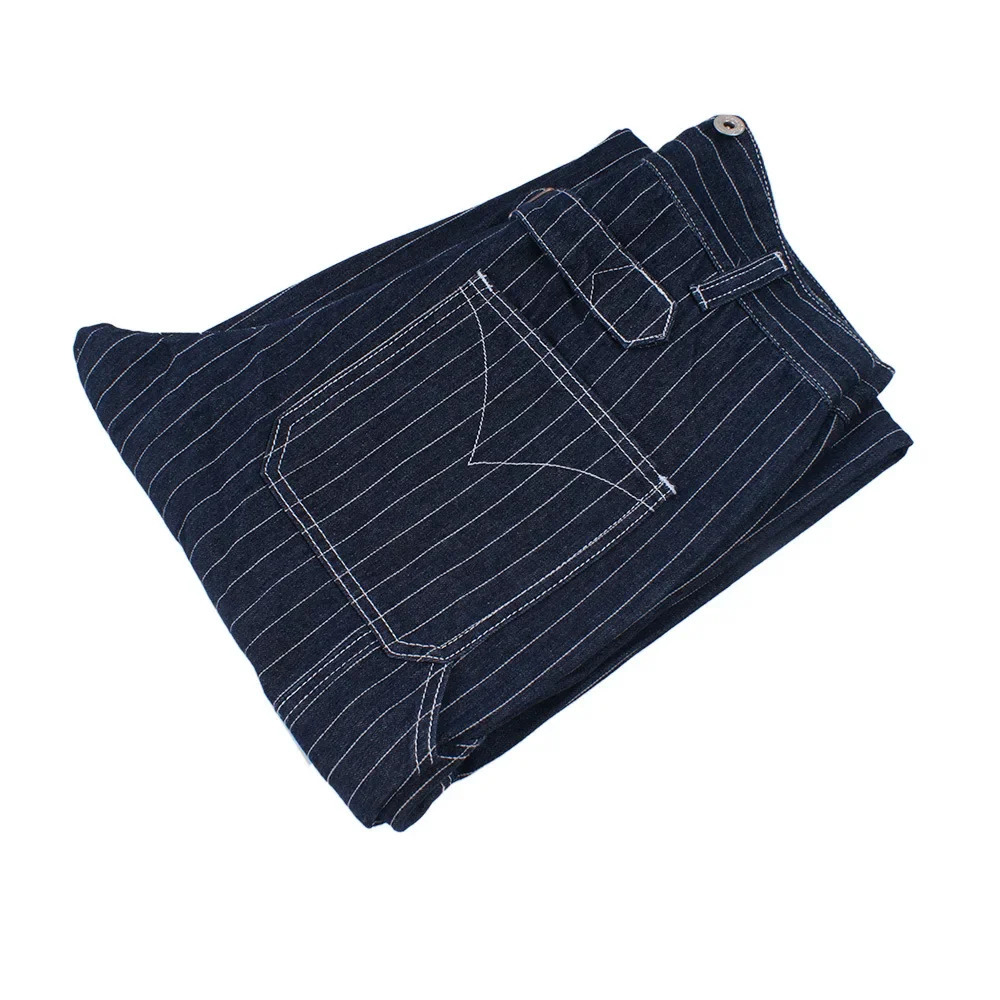 Mens WideLeg Striped Jeans LooseFit Railway Cargo Pants Bib Casual Scene American Style Fashion 250823Z
