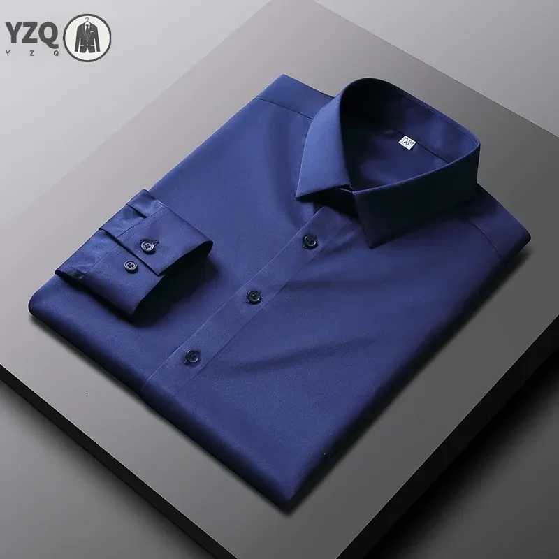Mens Casual and Fashionable Long Sleeved Solid Color Shirt Non Ironing and Wrinkle Resistant Business Top X2509031