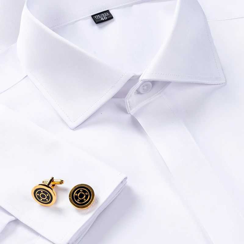 Mens Bamboo Fiber Satin Dress Shirt Windsor Collar French Cuff Button Long Sleeve Male Business Formal Cufflink Shirts X250903