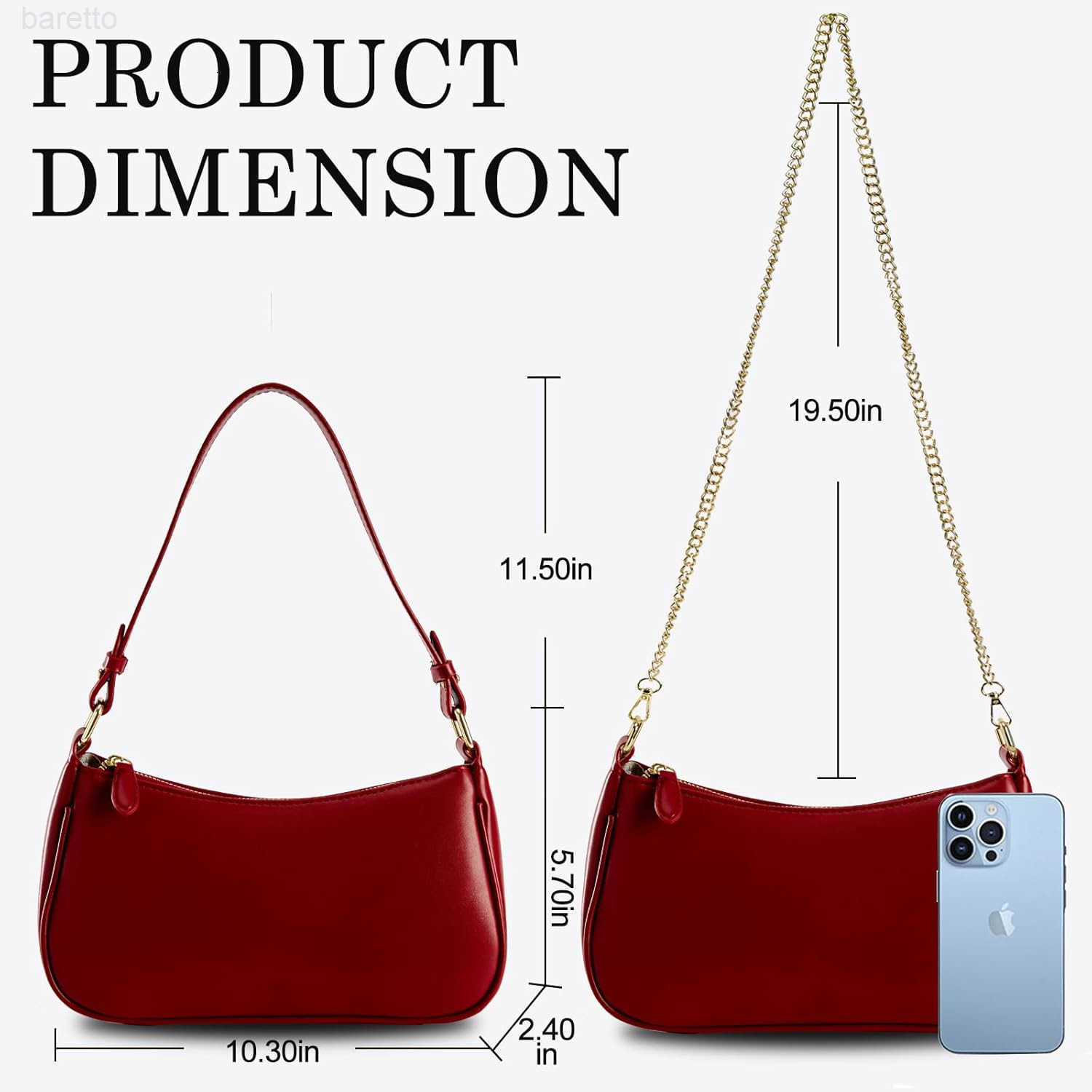 Crescent Shoulder Bag for Women Trendy Tote Handbag Purse Vegan Leather Clutch Handbag with 2 Removable Straps M250904