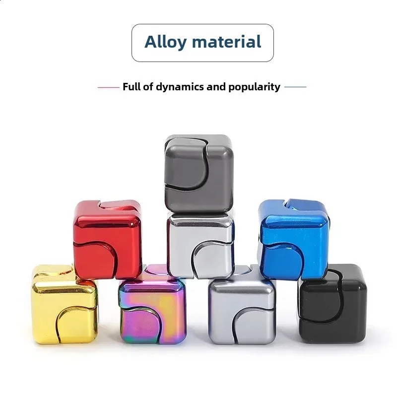 Metal Cube Rotating Fingertip Gyroscope Fidget Anti Stress Toys Adult Office Home Travel Portable Spinner Toys Christmas Gifts 250903