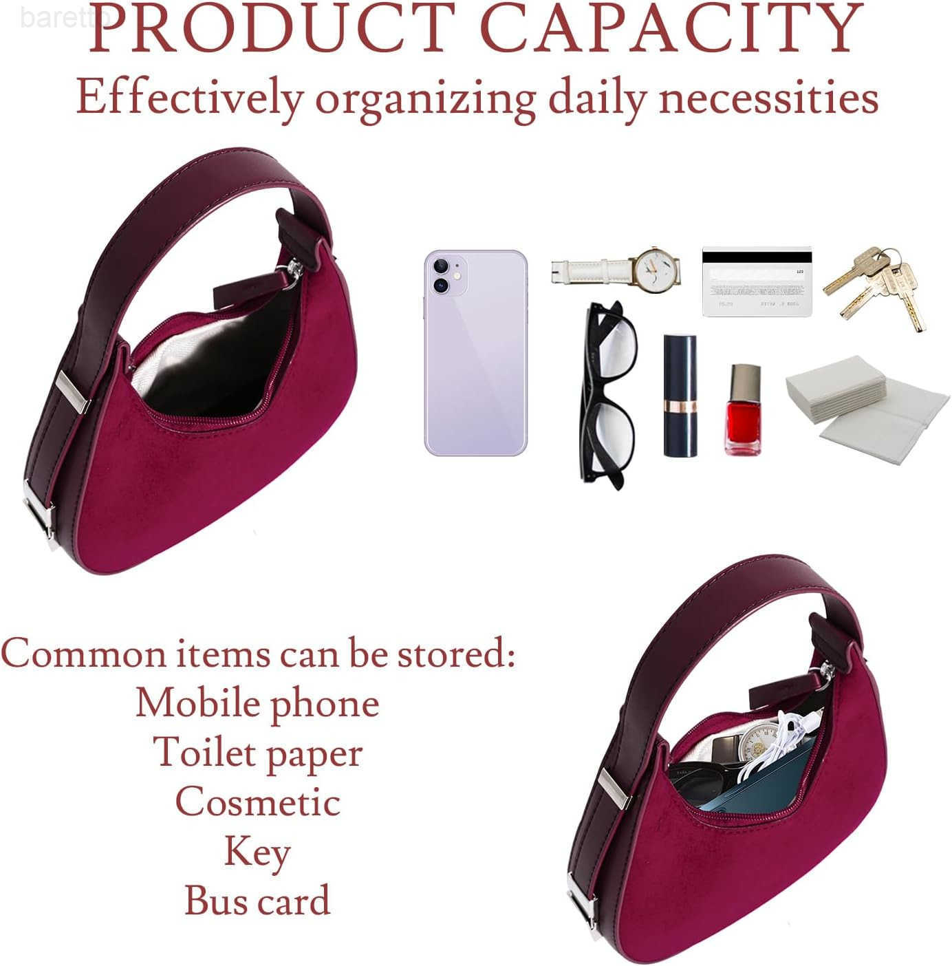 Shoulder Bag Crescent Retro Y2k Hobo Handbags 90s Underarm Purse Bag Fashion Clutch Purses for Women M250903