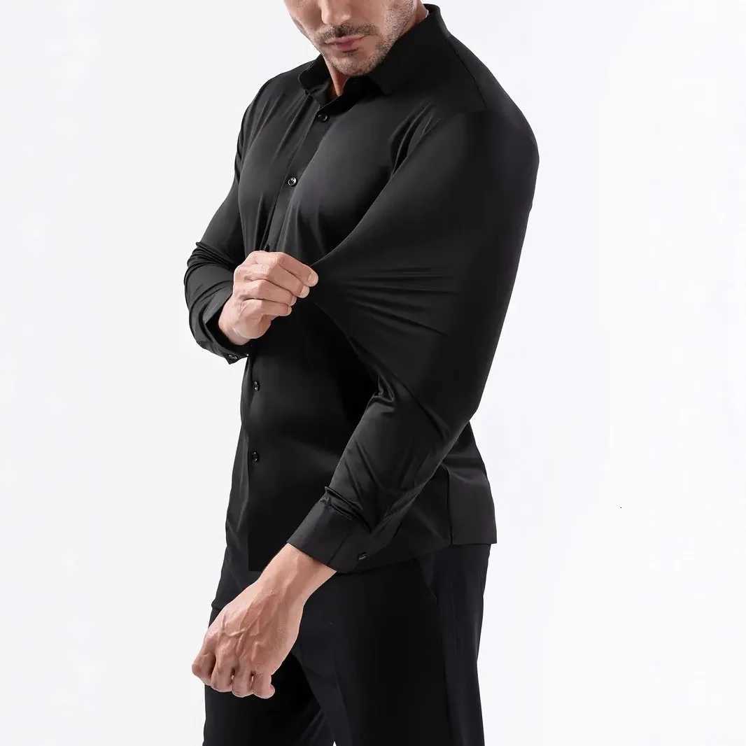 New Mens Business Casual Long Sleeved Solid Color Shirt Wrinkle Resistant Wrinkle Free Comfortable All Season White Versatile X250903