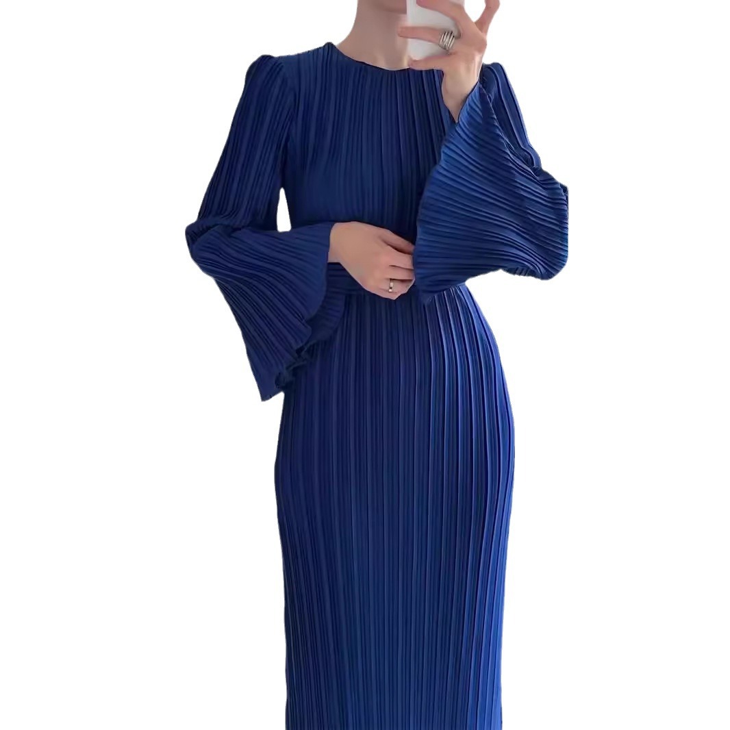 X830Women's Spring and Autumn New Long Skirt Temperament Pleated TrumpetCross-border