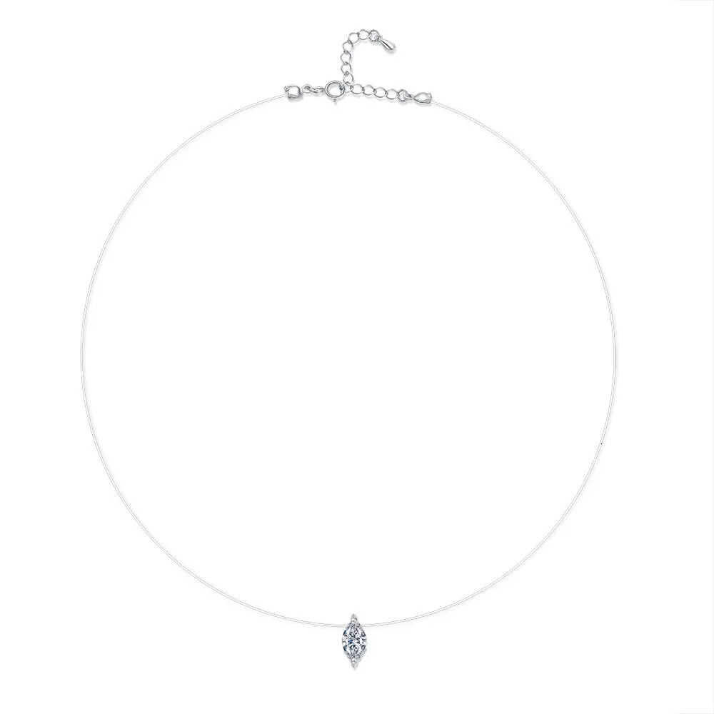 EWYA GRA Certified 1CT Marquise Cut Pendant Necklace for Woman 925 Silver Fishing Line Water Drop Diamond Necklaces 250902