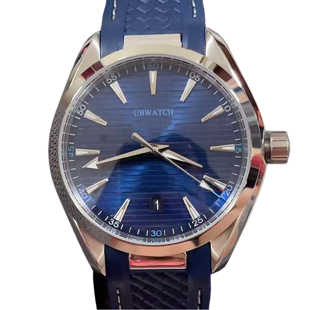 Terra 150M Mens Watches 40mm Charming Deep Blue Texture Design Man Wristwatches With Soft Comfort Leather Strap