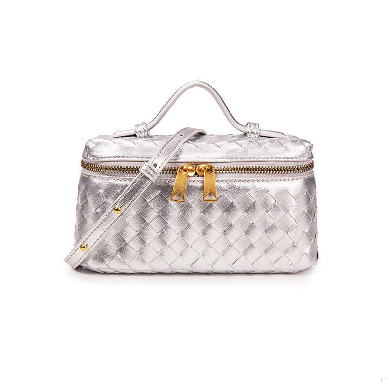 2025 Spring Hand Woven Lunch Box Bag Women's Minimalist Urban Fashion Single Shoulder Handheld Crossbody Small Box Bag