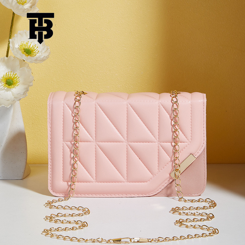 TB BHULAMTE Designer Triangular Quilted Embroidered Small Square Bag 2025 New Fashion Solid Color Sequined Decorated Magnetic Clasp Chain Crossbody Ba