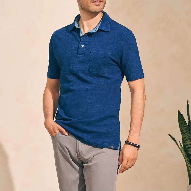 Men's 100% Cotton Polo with Logo Embroidery, Short Sleeve, Slim Fit, Breathable, Casual T-Shirt, Solid Golf Sports Shirt