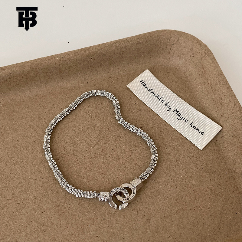 TB BHULAMTE Designer Women's Broken Silver Double-ring Lock Women's Bracelet, Light Luxury Exquisite, Individual Fashionable And Versatile B