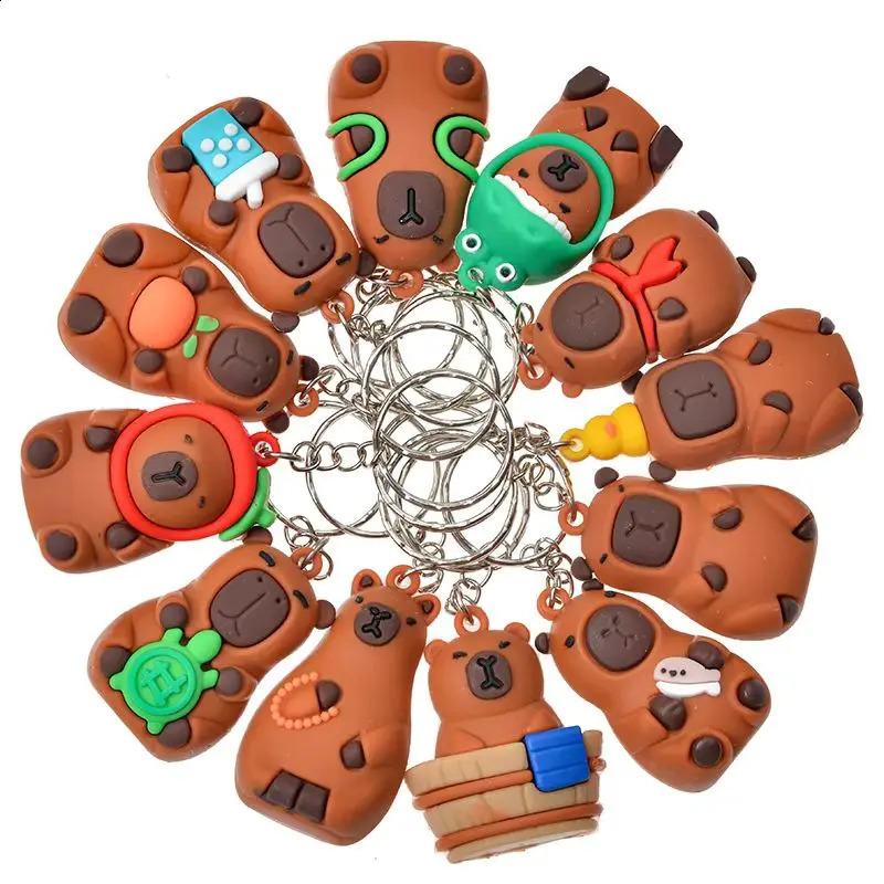 Cute 24pcsSet Capybara Figure Blind Box Anime Capibara Figures Doll Keychain Pendant Decoration Toy For Children Christmas Gift 250903