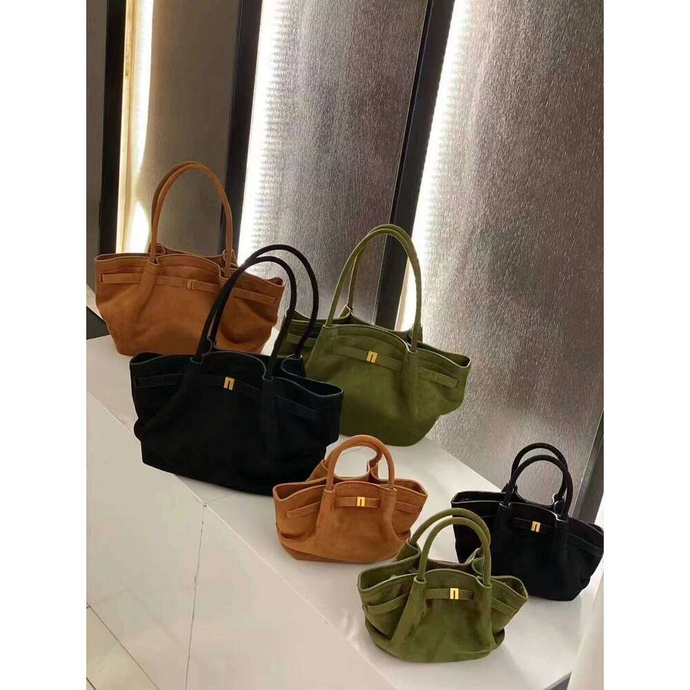 FIRMRANCH 2024 Winter New Belt Buckle Design Matte Suede Fan Shaped Handheld Tote Women's Diagonal Cross Bag Popular Purse Tredy