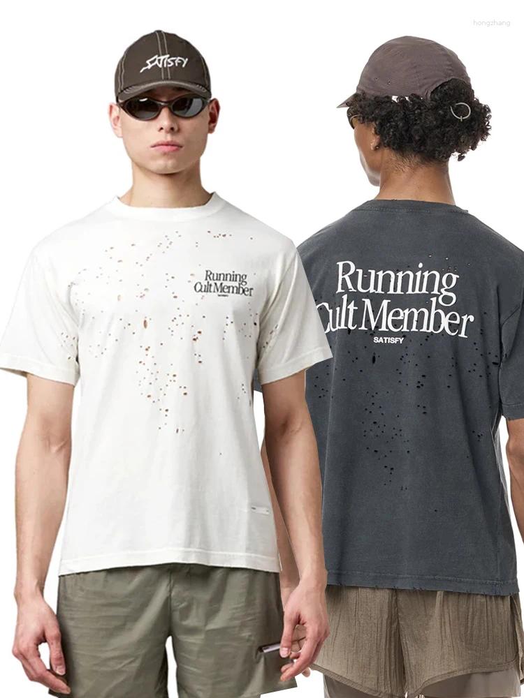 Men's T Shirts Trendy SATISFY Running MothTech Muscle Round Ne Vintage Cotton Printed Ort Sve T-irt Loose Fit Oulder Casual Sle