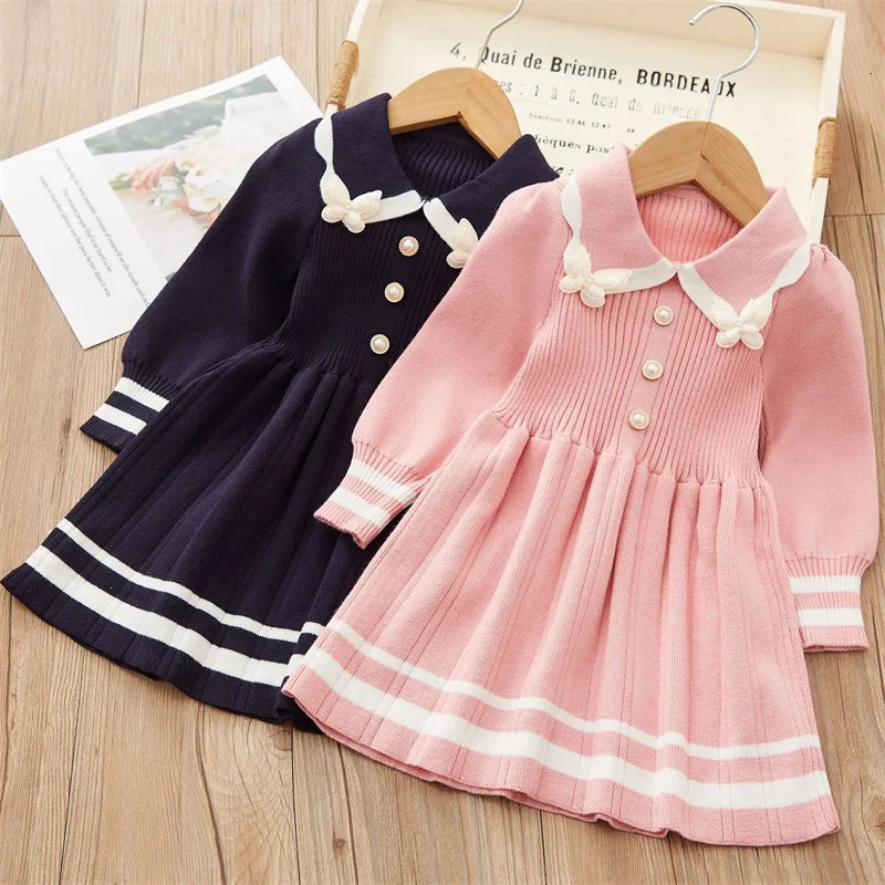 Toddler Girl Winter Dress Fashion Butterfly Knitted Dress for Children Clothing Year Gift Kids Wear250902