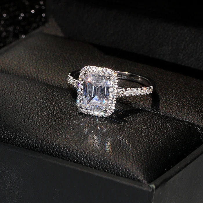 Emerald cut 2ct Lab Diamond Ring Bridal sets Real 925 sterling silverEngagement Wedding band Rings for Women Bridal Gem Jewelry 250902