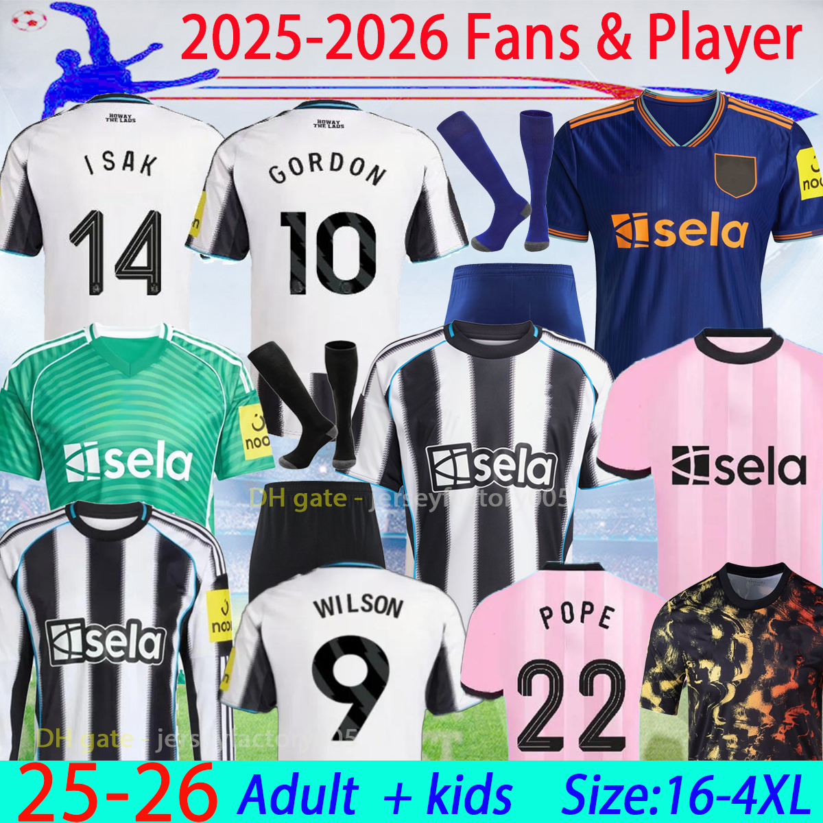 25 26 NewCaSlte ELANGA Soccer Jerseys Tonali football shirt Bruno G. Gordon WISSA GK football jersey men kit kids maillot 16-4XL