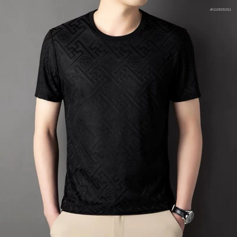 Men's Polos Fashion Brand Ice Silk Breathable Short Sleeved Round Neck Top Cool And Comfortable T-shirt Clothing 2025 Summer