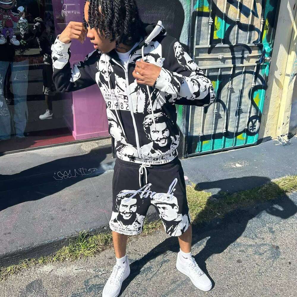 Men's Two-Piece Set Character Graphic Drawstring Long Sleeve Hoodie Unisex Oversized Clothing Manufacturer