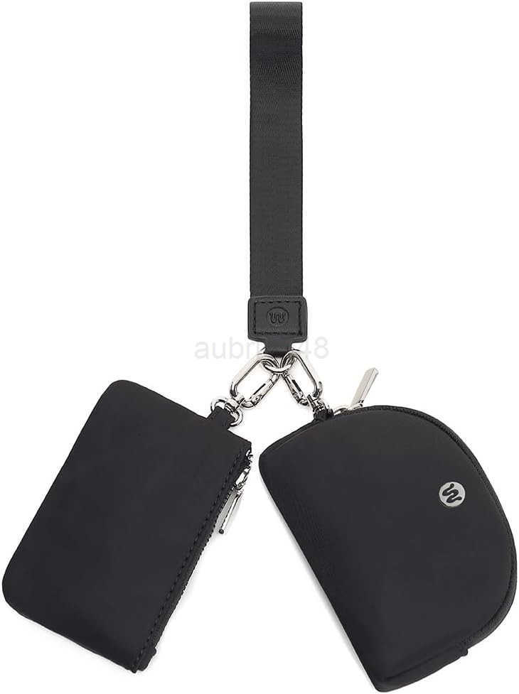 Mini Zip Around Wristlet Wallet for Women Detachable Dual Pouch Wristlet Portable Coin Pocket Keychain Small Purse BlackBlack M250903