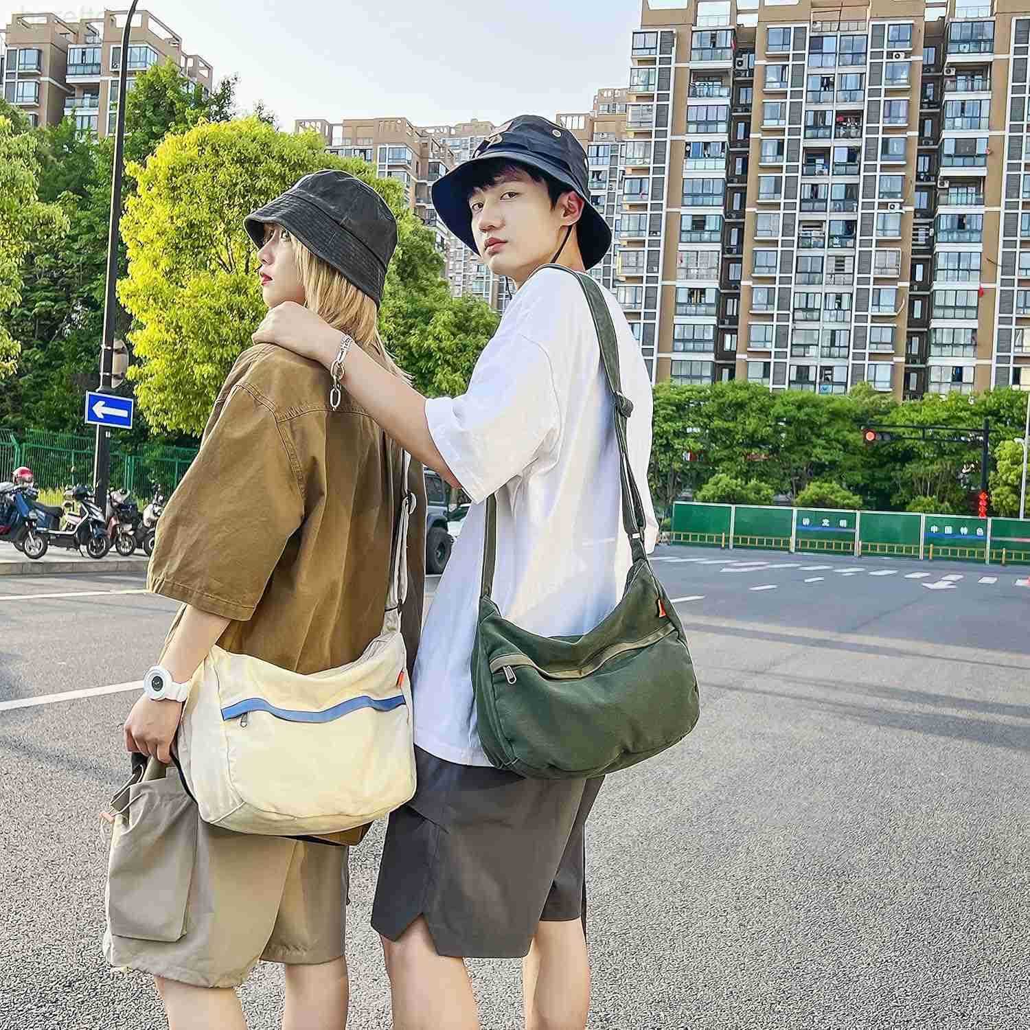 Canvas Casual Messenger Bag Hobo Crossbody Bag Canvas Shouder Tote Handbag for Women and Men M250903