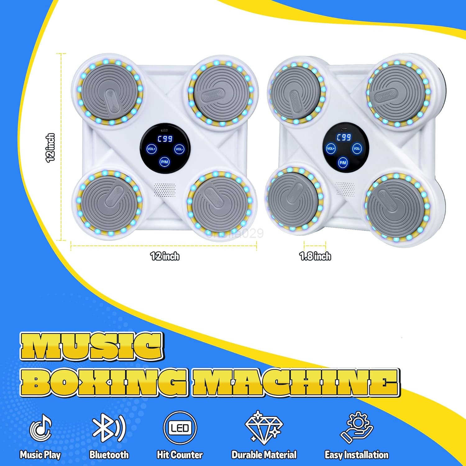 Music Boxing Machine for Kids Wall Mounted Smart Punching Target Toy with Bluetooth LED Lights Music Workout Game Toy with Boxing Gloves for Boys and 