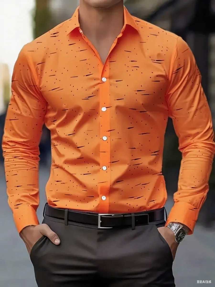 New business casual mens formal shirts printed button shirts longsleeved business daily shirts for spring and autumn X250903