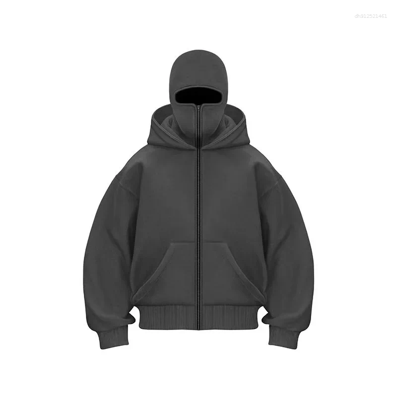 Men's Hoodies Winter Hoodie With Balaclava Face Mask Zipper Design Sports Jacket For Outdoor Activities Hiking Travel Running Sweatshirt
