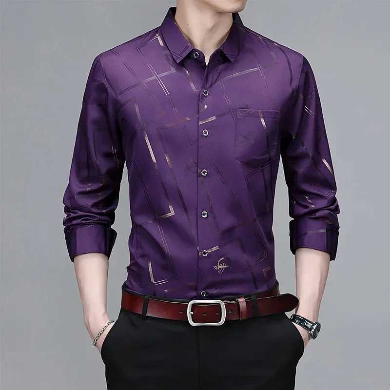Mens Casual and Fashionable Long Sleeved Printed Shirt Non Ironing and Wrinkle Resistant Business Top X250903