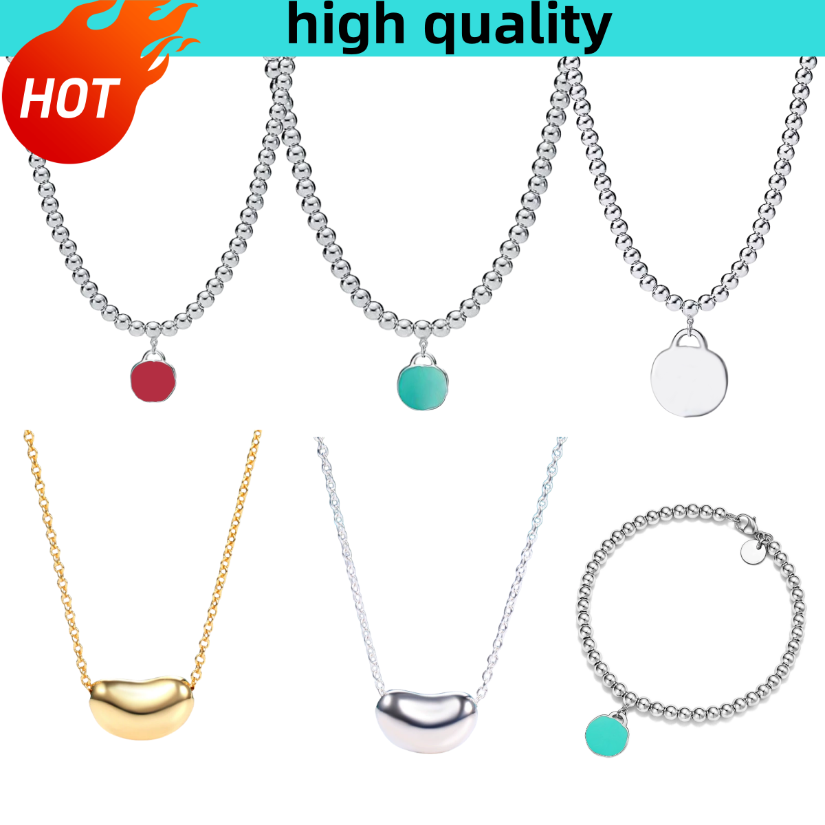 Bead heart necklace designer for women beans pendant designer necklace simple letter plated silver gold necklace luxury jewlery designer for womens vintage zl08