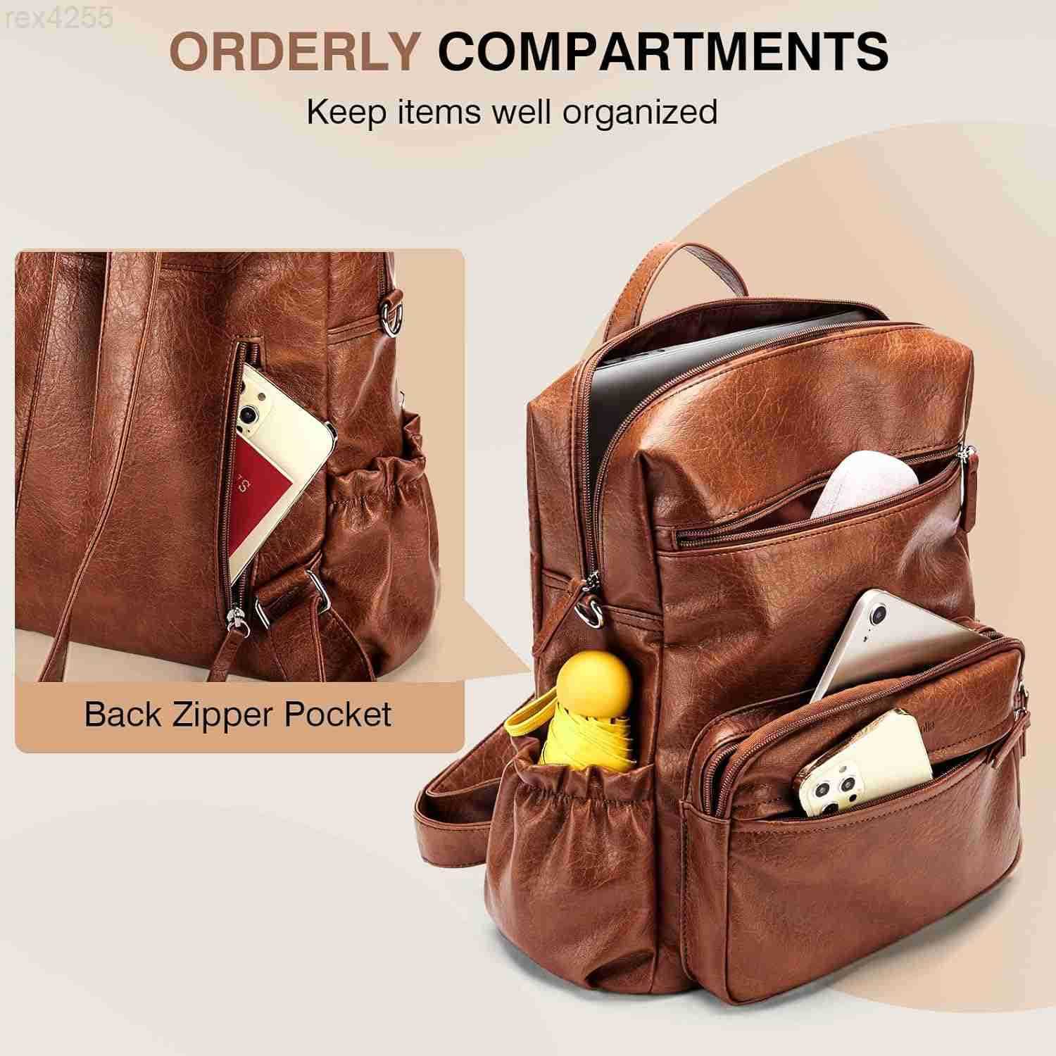 Purse for Women Large Fashion Designer Travel Backpack Ladies Shoulder Bag BrownW250903