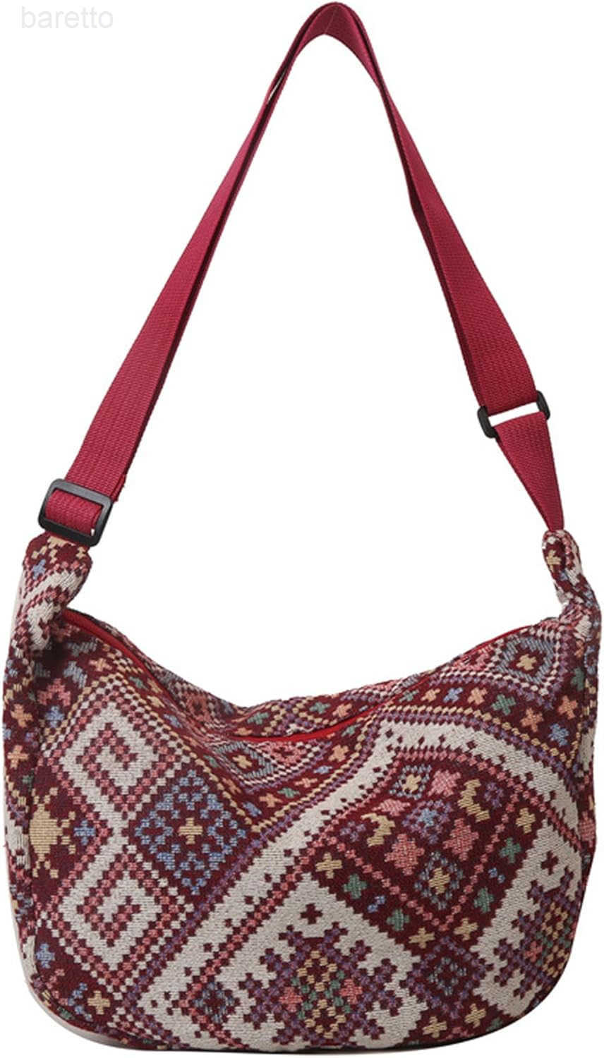 Women Corduroy Crossbody Bag Small Tote Bag Shoulder Handbag Adjustable Mini Crescent Bags M250903