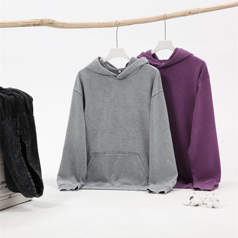 Vintage Washed Oversized Hoodie - Unisex Retro Streetwear Sweatshirt with Kangaroo Pocket Customizable Logo Hoodie & Crewneck with Multiple Colors Hoo