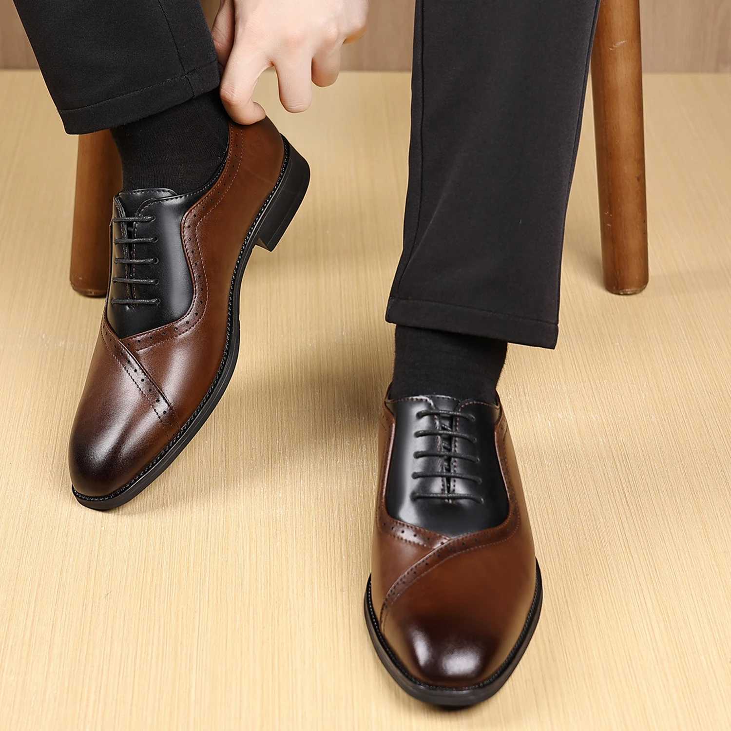 Mens Formal Business Oxford Derby Brogue Wingtip Dress Shoes for Men Y250903