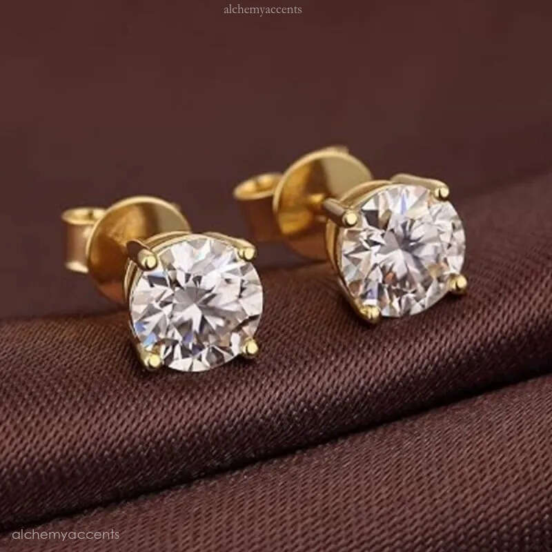 Plated gold for woman stylish man earring rock popular stud delicate unique moissanite earrings womens valentine's day gifts dd0129