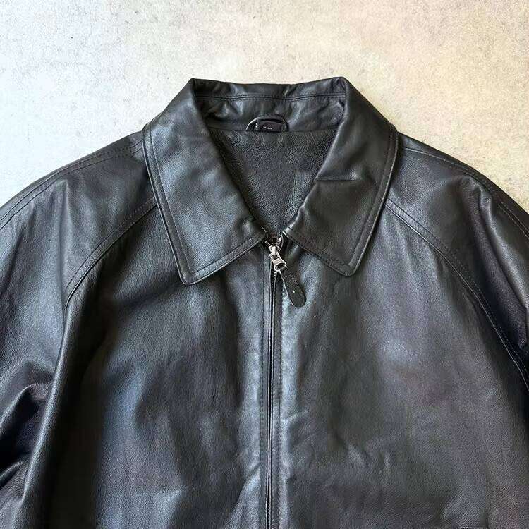 Logo Cut Windbreaker Fashion Blank Zipper Square Fit Streetwear Leather Casual Jacket for Men