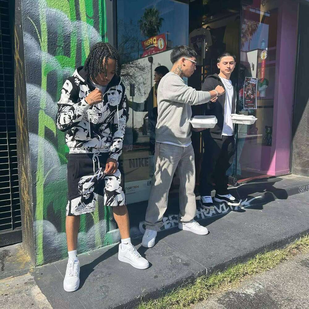 Men's Two-Piece Set Character Graphic Drawstring Long Sleeve Hoodie Unisex Oversized Clothing Manufacturer