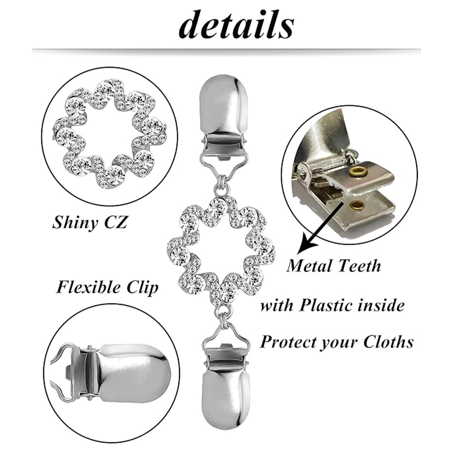 8Pcs Vintage Sweater Shawl Clips Retro Cardigan Collar Shirt Dresses Waist Clip Antique Flowers Pattern Brooch Clip for Women