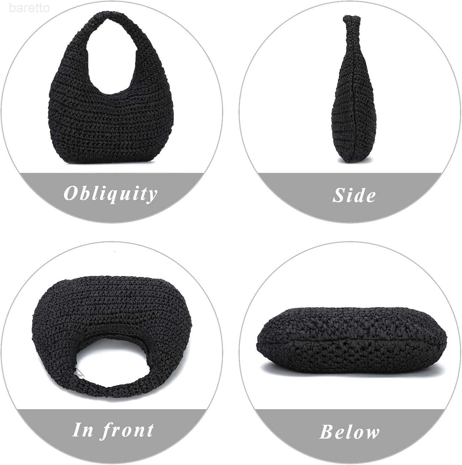 Women Hand Carry Only Straw Bag Crescent Summer Beach Purse Soft Faux Straw Tote 2025 M250903