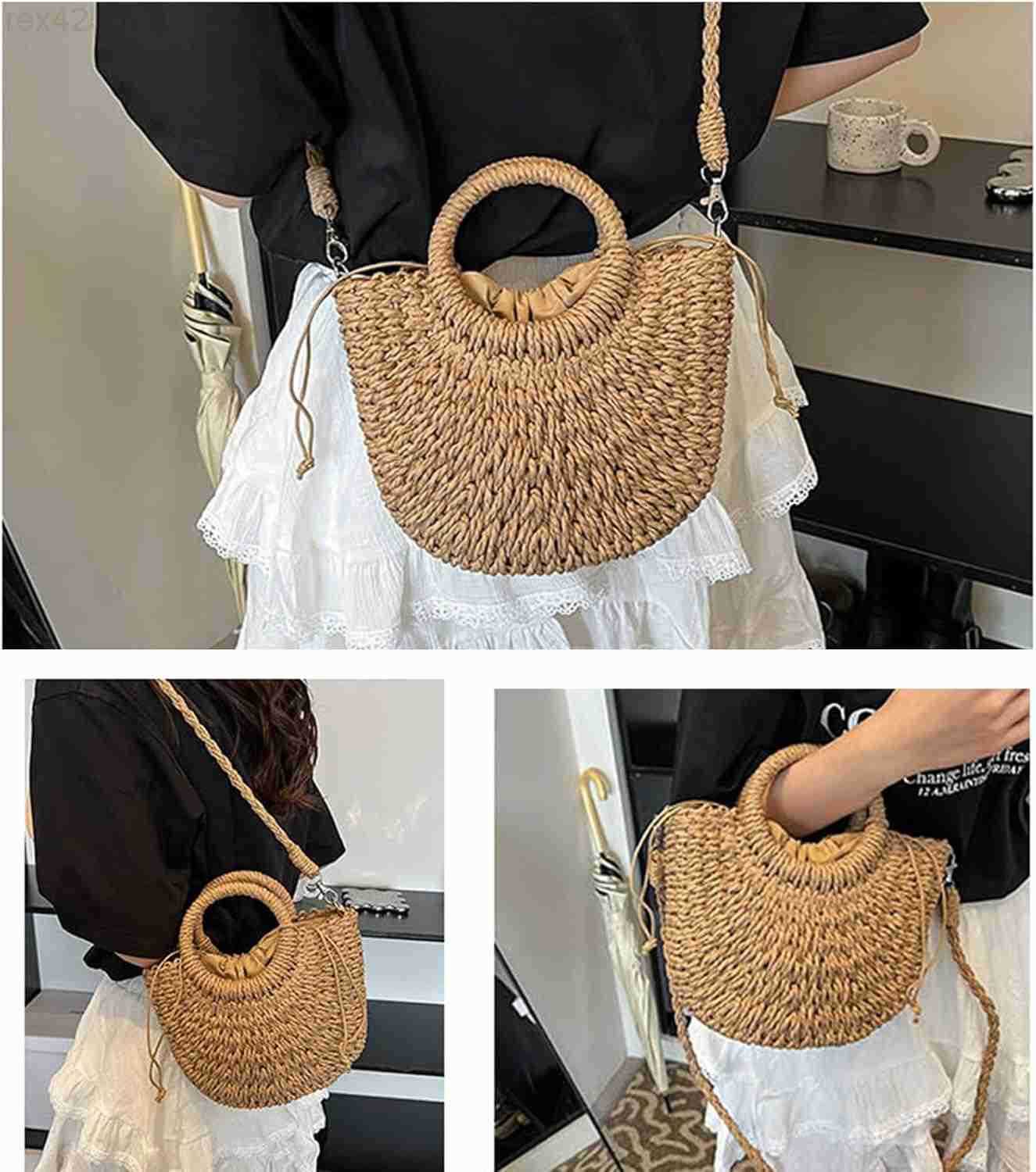 Straw Purse for Women Beach Bag Summer Woven Clutch Purses Cloud Crossbody Shoulder Bags Spring Handbag 2025W250903