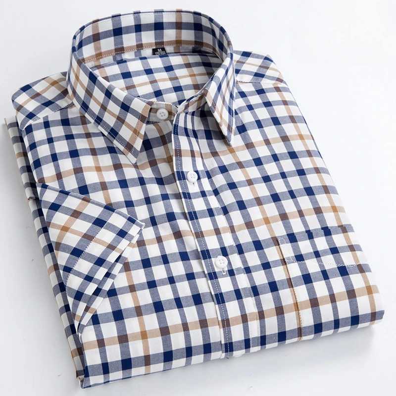 New in shirt hight qulity100cotton summer short sleeve shirts for men slim fit Casual shirt thin plaid tops soft office clothes X250903