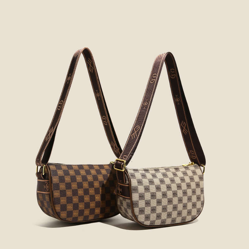 2025 Spring Elegant Versatile Retro Printed Bag Women's Minimalist Urban Small Square Shoulder Crossbody Bag Khaki Brown