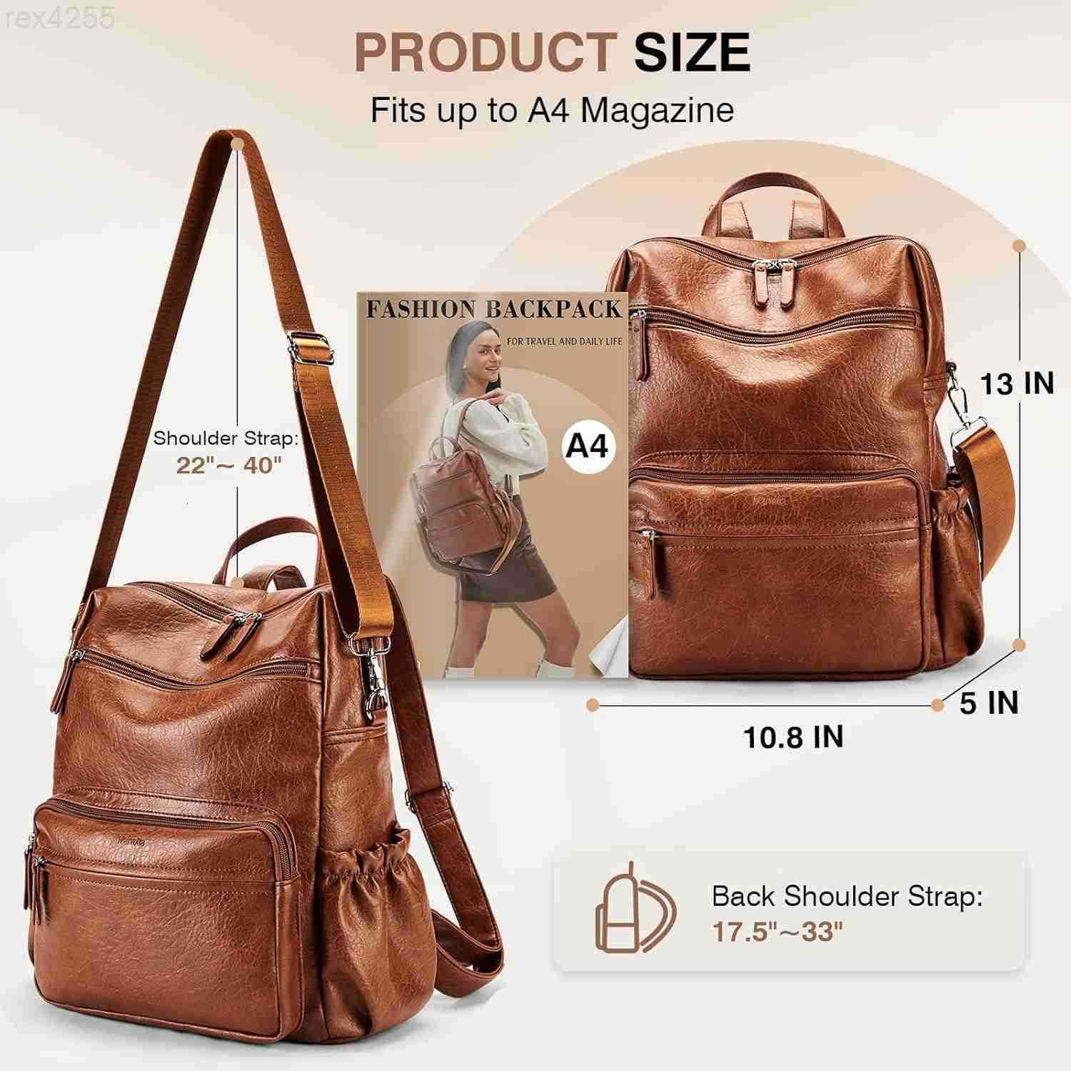 Purse for Women Large Fashion Designer Travel Backpack Ladies Shoulder Bag BrownW250903