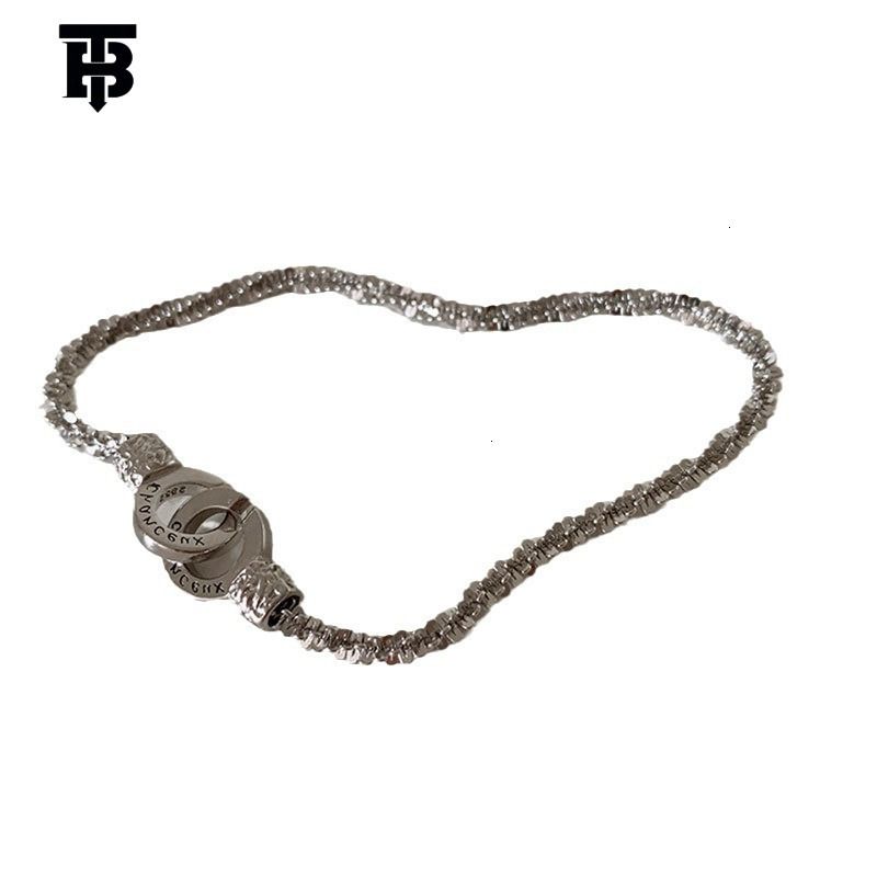 TB BHULAMTE Designer Women's Broken Silver Double-ring Lock Women's Bracelet, Light Luxury Exquisite, Individual Fashionable And Versatile B