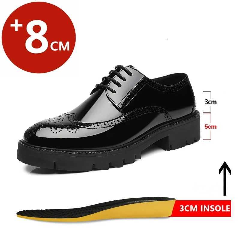 Brogues Patent Leather Elevator Man Height Increase Insole 8cm10cm Black Formal Business Wedding Men Shoes New Y250903