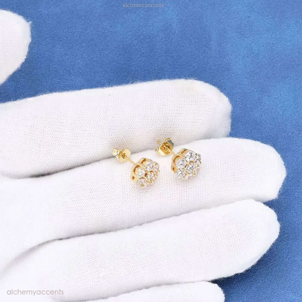 NUOYA Fine Iced Out Dia VVS Moissanite Men Sterling Sier Stud Earrings Women Jewelry