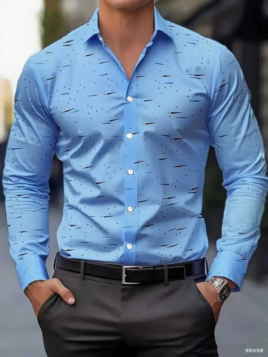 New business casual mens formal shirts printed button shirts longsleeved business daily shirts for spring and autumn X250903