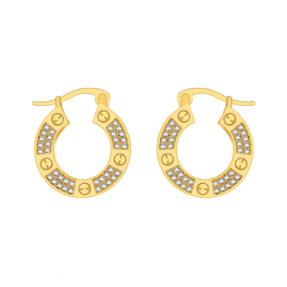 DHpet 2025 New Luxury French Hollow Circle Earrings - Copper Zircon Inlay, Gold/Silver, Fashion Commute Style, XINSHIJIE Brand, for Women