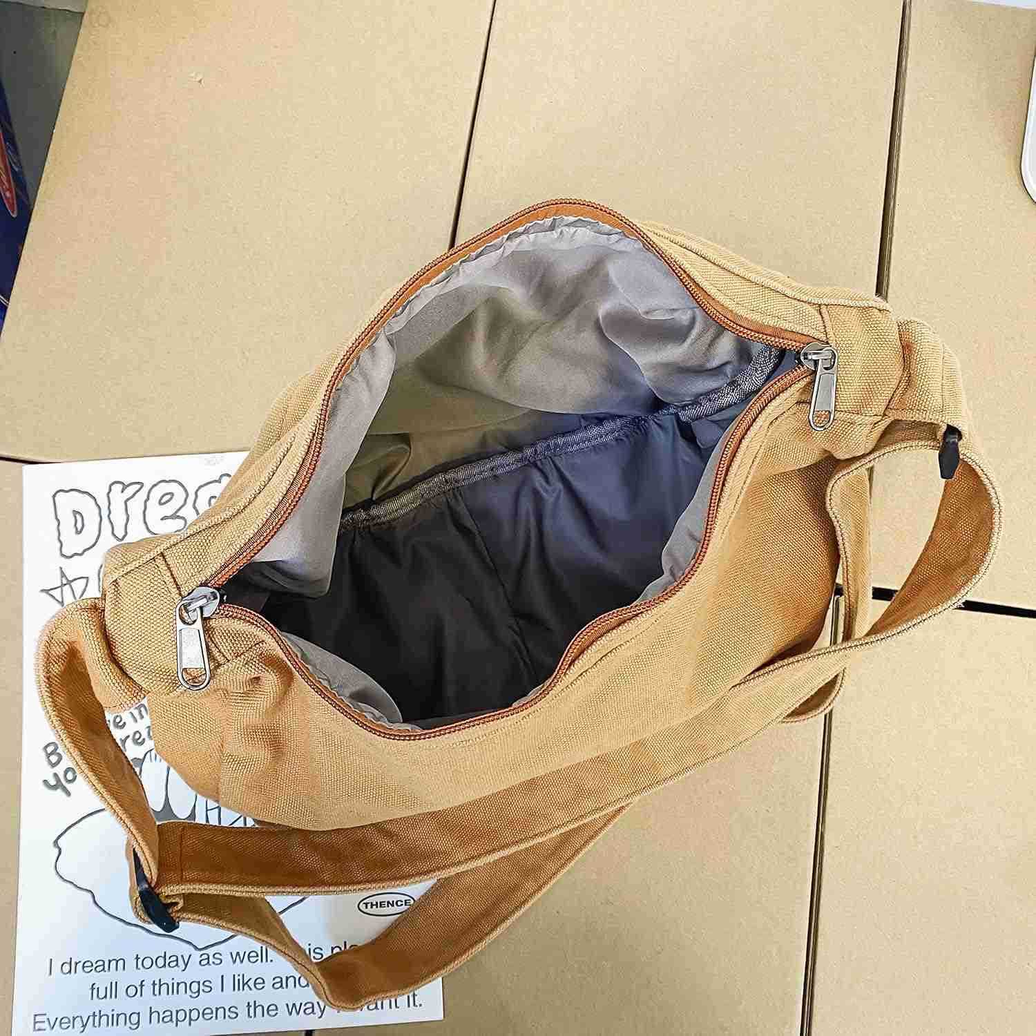 Canvas Casual Messenger Bag Hobo Crossbody Bag Canvas Shouder Tote Handbag for Women and Men M250903