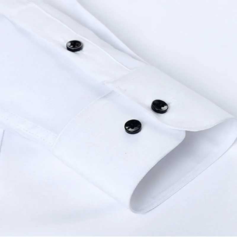6xl New summer black mens shirt elastic force noniron longsleeved business casual shirt solid color mercerized vertical X250903