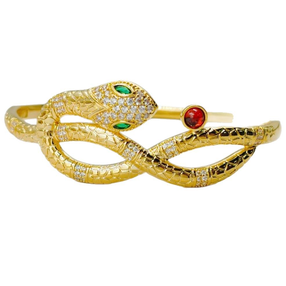 Gold Tone Multi layer circle zircon inlaid personalized fashion cross-border popular handmade snake pattern diamond winding bracelet designer bracelet - view 5